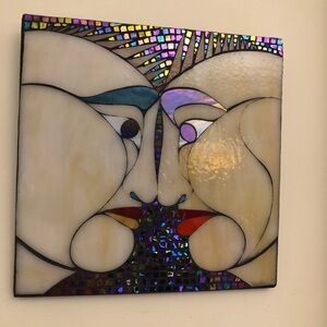 Rick Marvello Shelley Baker Mosiac Wall Art Deco Men Sumo Wrestlers Colorful 12"